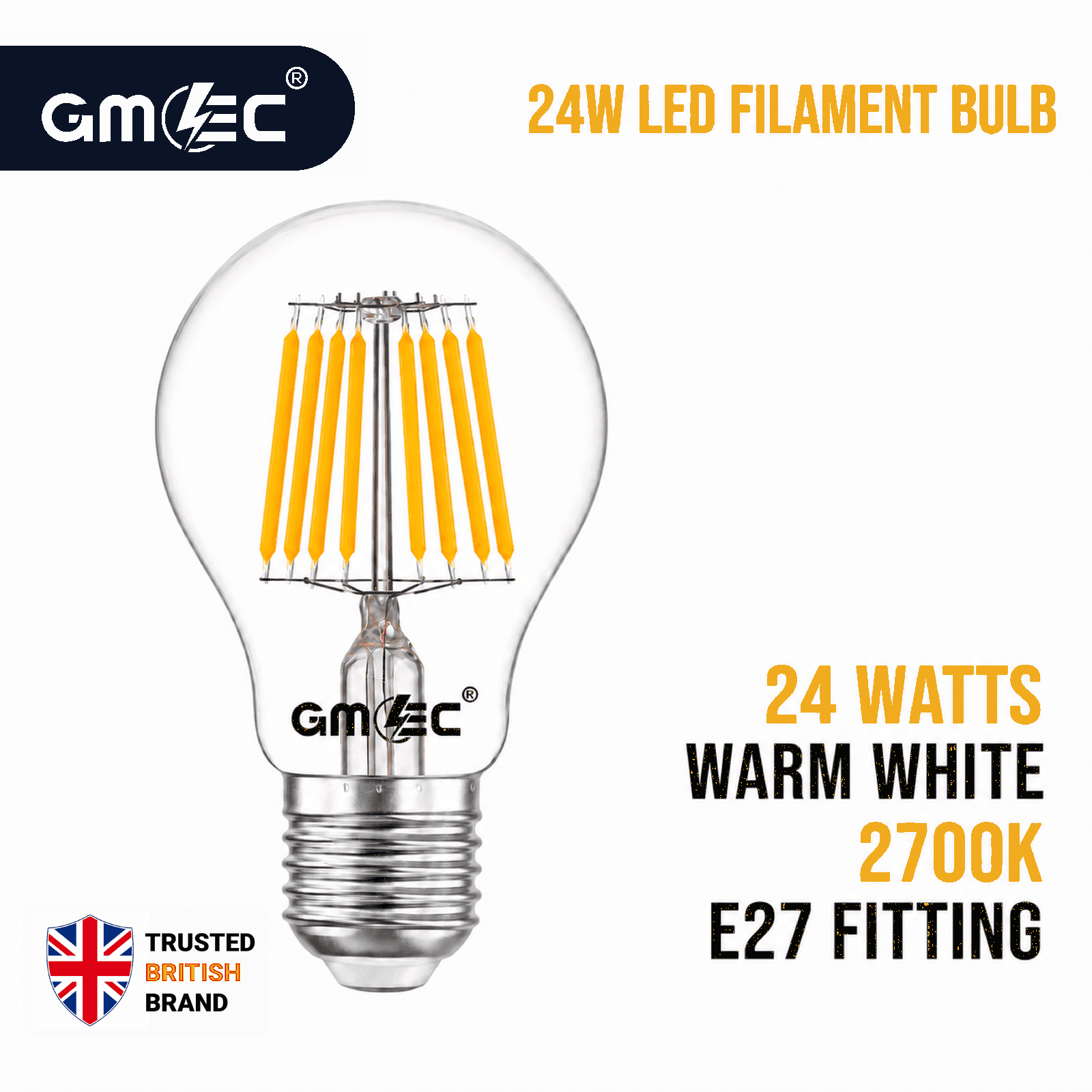 24W E27 LED Filament Bulb Warm White 2700K thumbnail 2