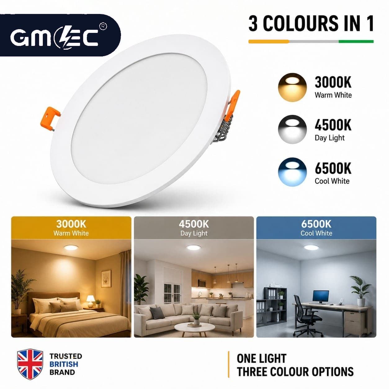 3W LED Recessed Panel Light 3 Colour CCT thumbnail 3