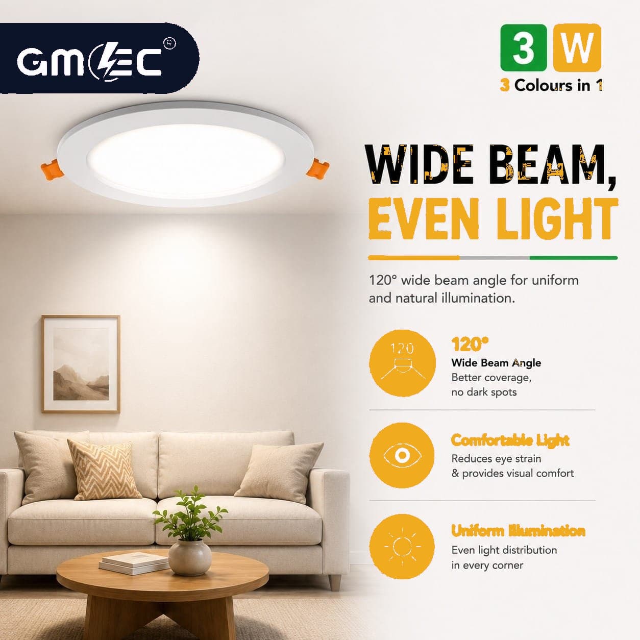 3W LED Recessed Panel Light 3 Colour CCT thumbnail 8
