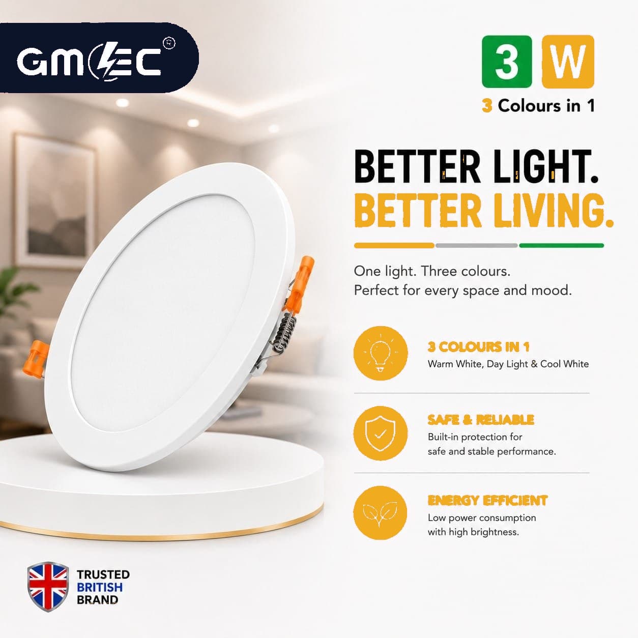 3W LED Recessed Panel Light 3 Colour CCT thumbnail 10