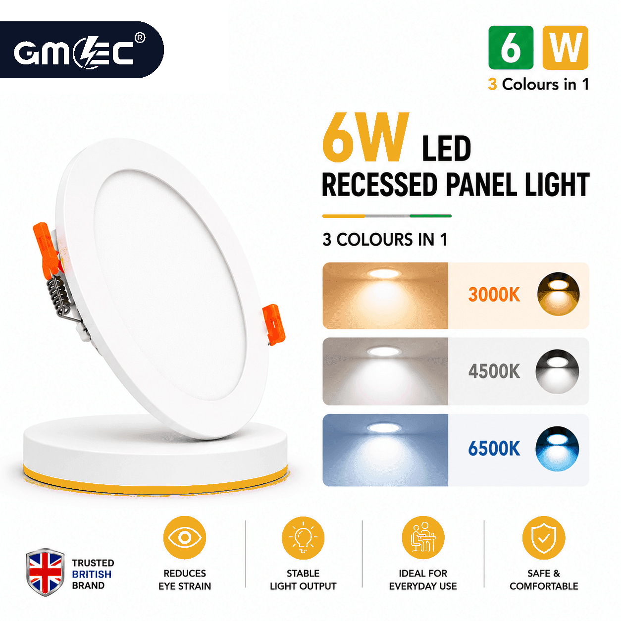 6W LED Recessed Panel Light 3 Colour CCT thumbnail 3