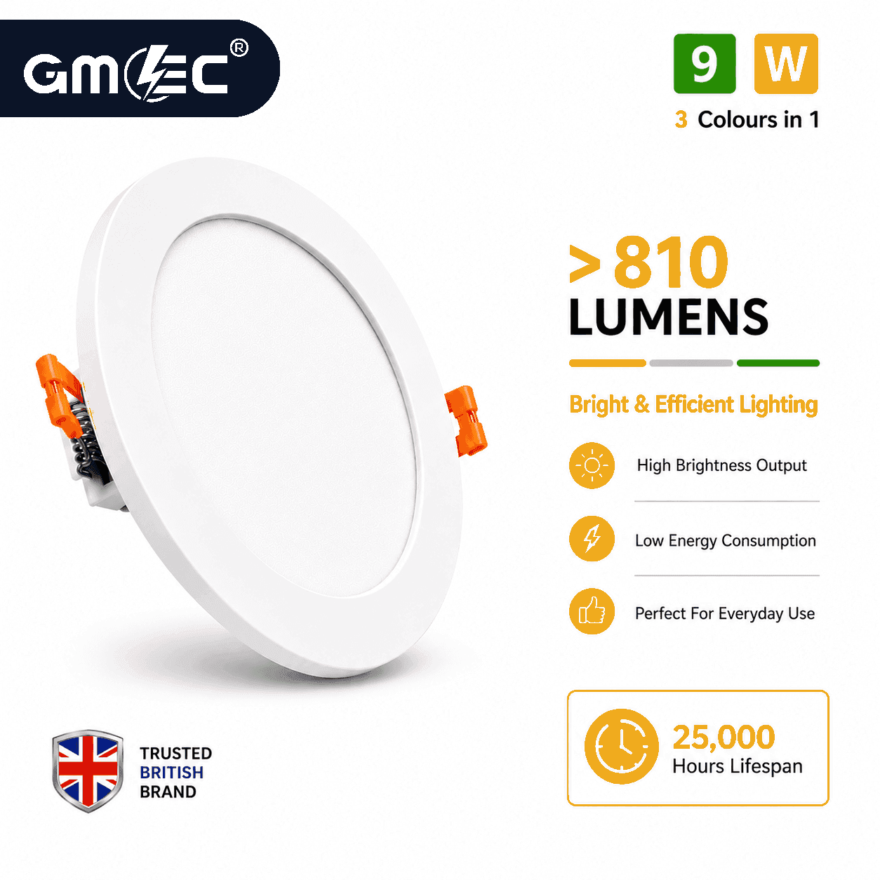 9W LED Recessed Panel Light 3 Colour CCT thumbnail 3