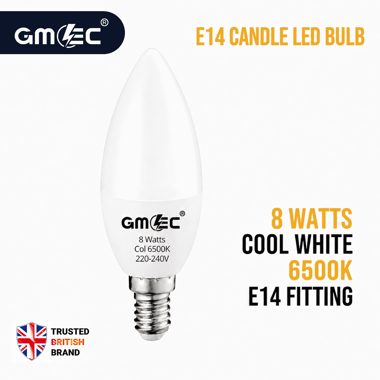 E14 8W LED Candle Bulb Cool White 6500K 1400 Lumens