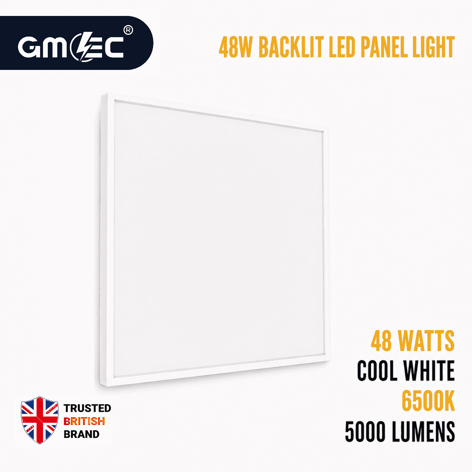 48W Backlit LED Panel Light Cool White 6500K 5000 Lumens