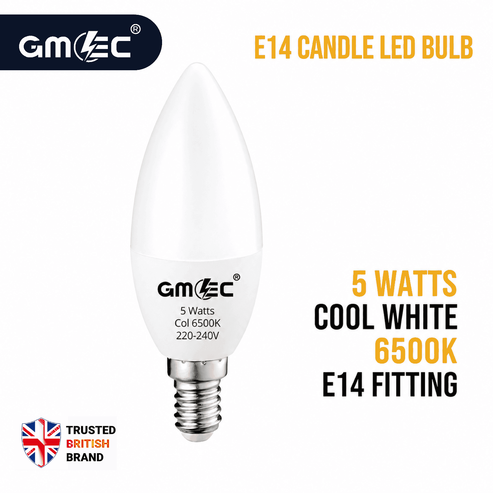 E14 5W LED Candle Bulb Cool White 6500K 550 Lumens
