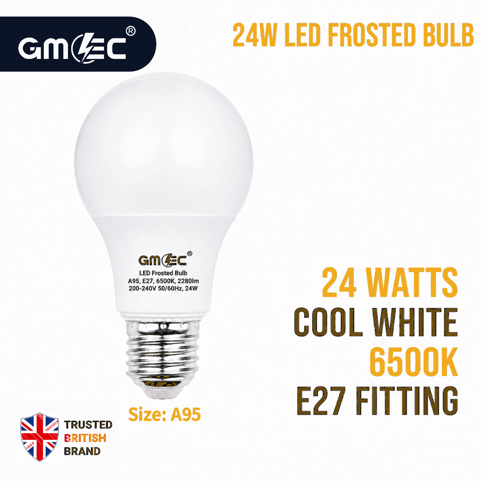 24W E27 LED Frosted Bulb Cool White 6500K A95