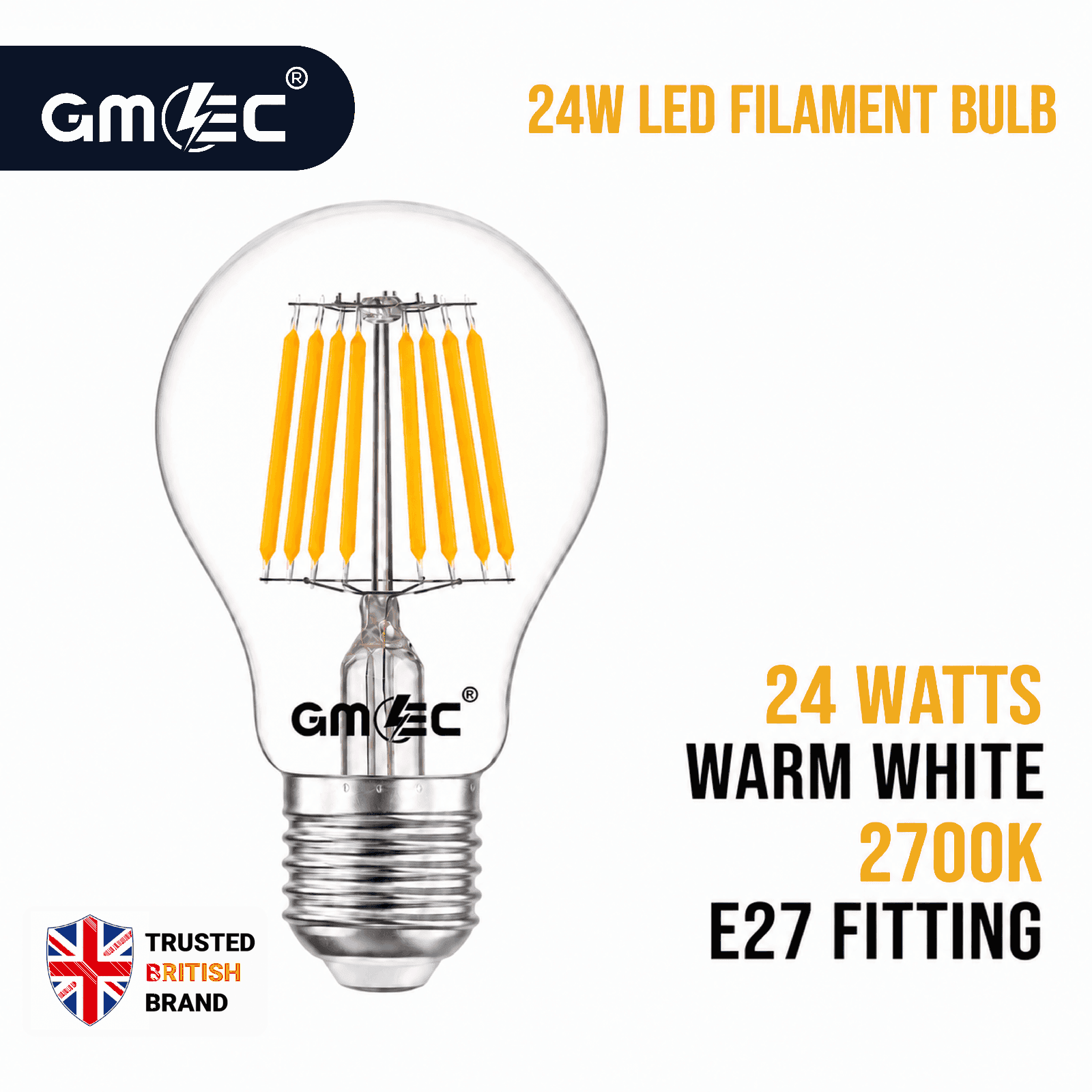 24W E27 LED Filament Bulb Warm White 2700K