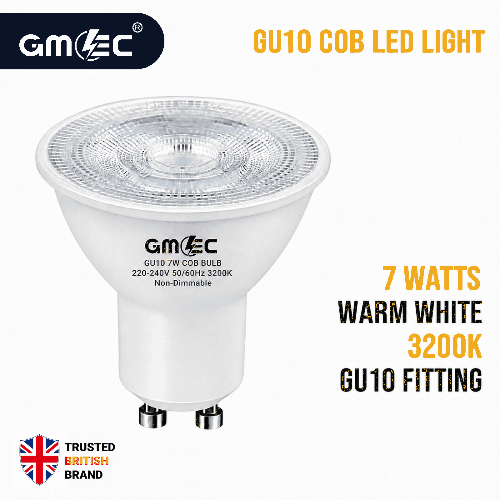 GU10 7W LED Bulb Warm White 3200K COB Spotlight thumbnail 2