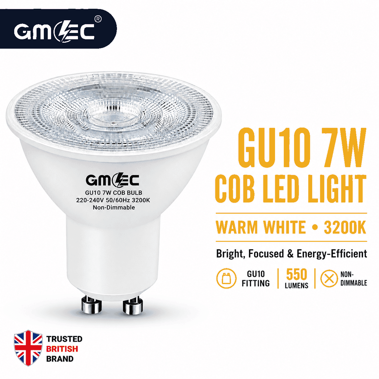 GU10 7W LED Bulb Warm White 3200K COB Spotlight thumbnail 3