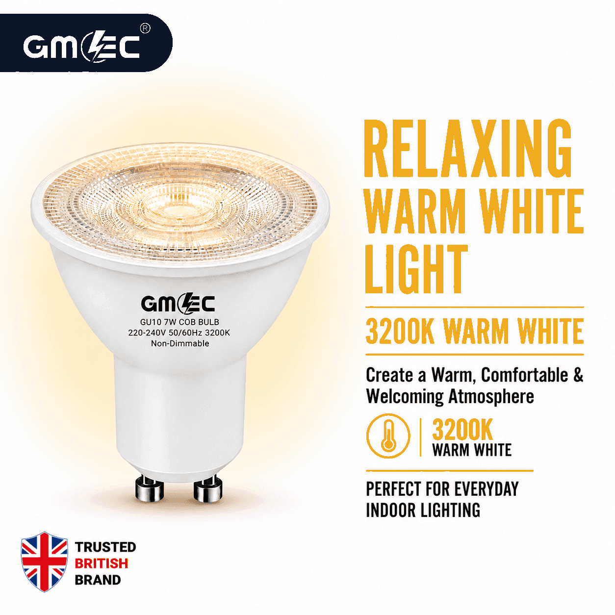 GU10 7W LED Bulb Warm White 3200K COB Spotlight thumbnail 4