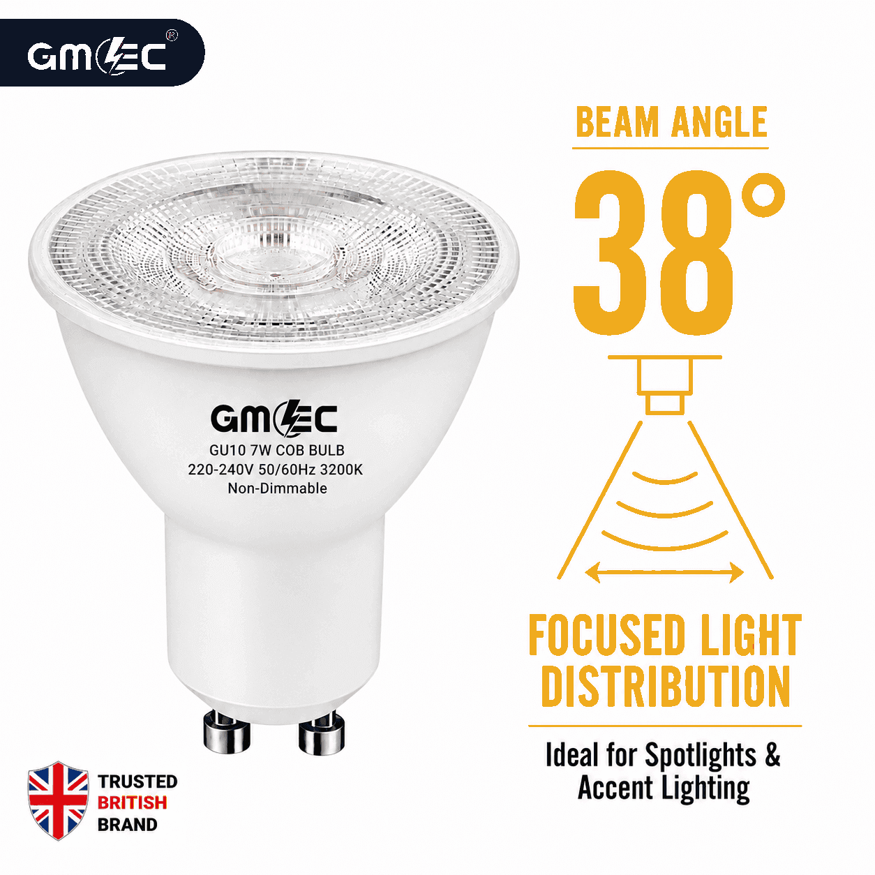 GU10 7W LED Bulb Warm White 3200K COB Spotlight thumbnail 5