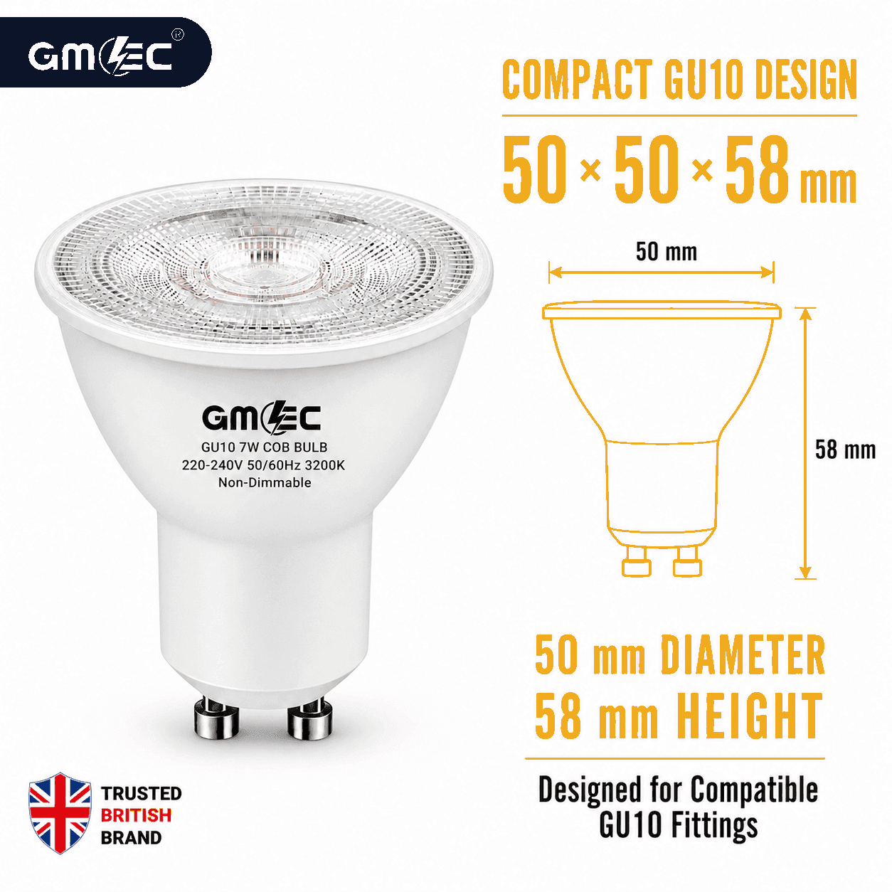 GU10 7W LED Bulb Warm White 3200K COB Spotlight thumbnail 6