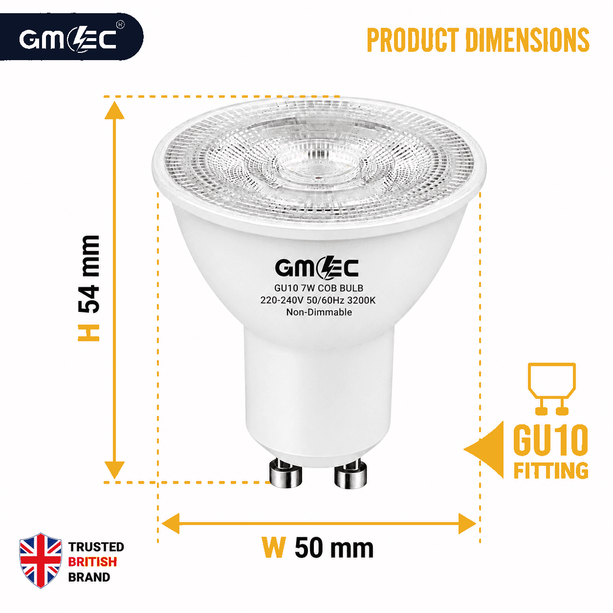 GU10 7W LED Bulb Warm White 3200K COB Spotlight thumbnail 7