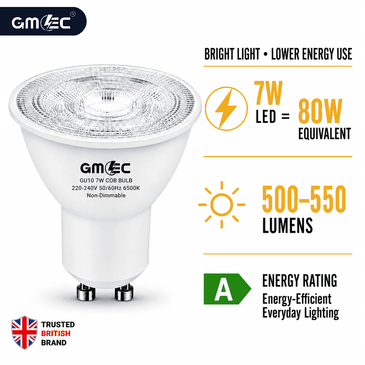 GU10 7W LED Bulb Cool White 6500K COB Spotlight thumbnail 5