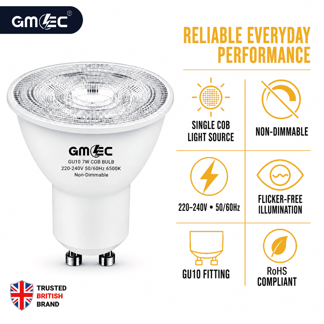 GU10 7W LED Bulb Cool White 6500K COB Spotlight thumbnail 6