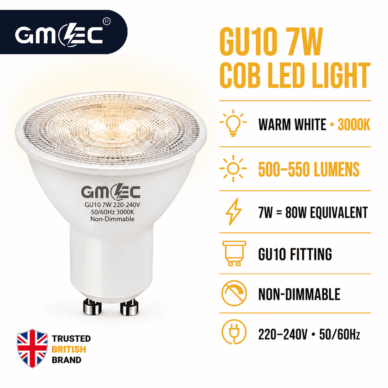 GU10 7W COB 3000K LED Bulb Warm White thumbnail 11