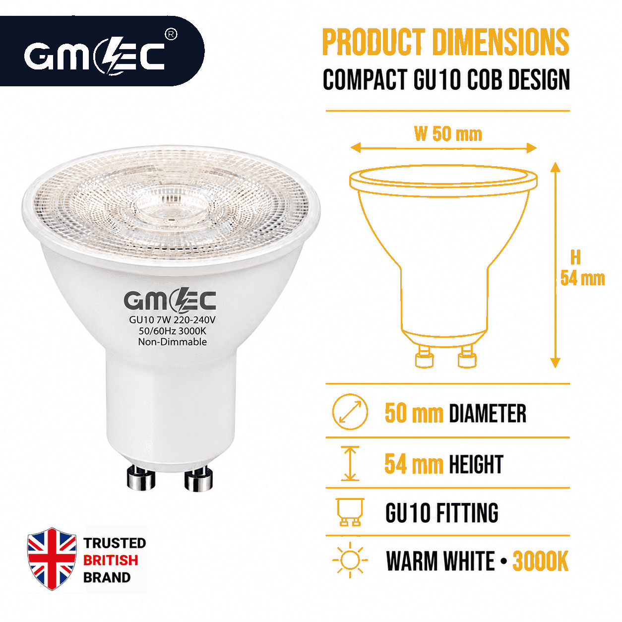 GU10 7W COB 3000K LED Bulb Warm White thumbnail 3