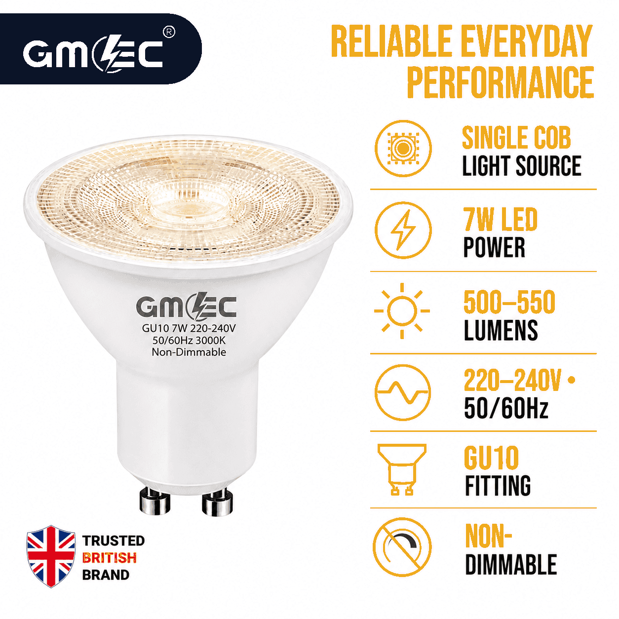 GU10 7W COB 3000K LED Bulb Warm White thumbnail 7