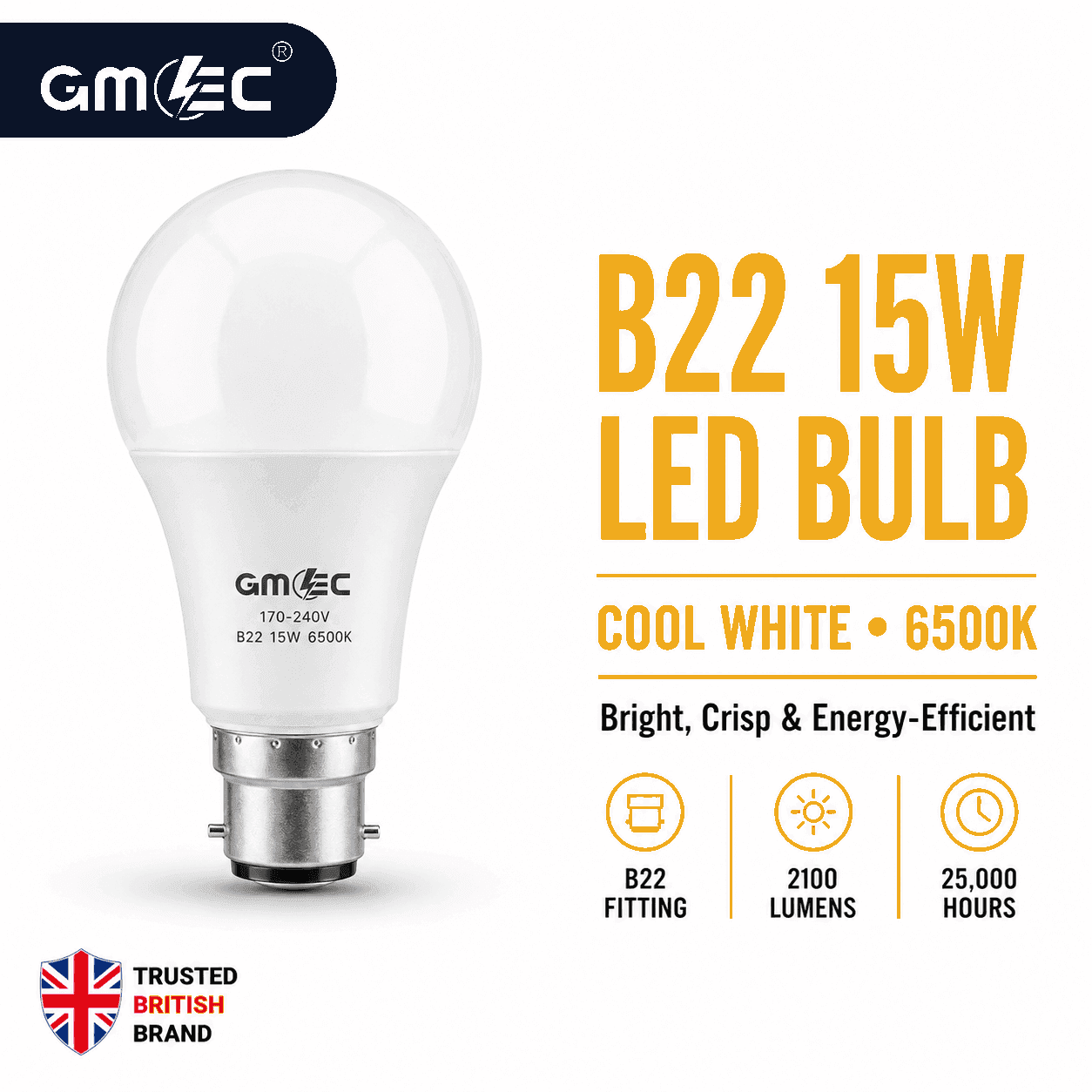 B22 18W LED Bulb Cool White 6500K 2100 Lumens thumbnail 3