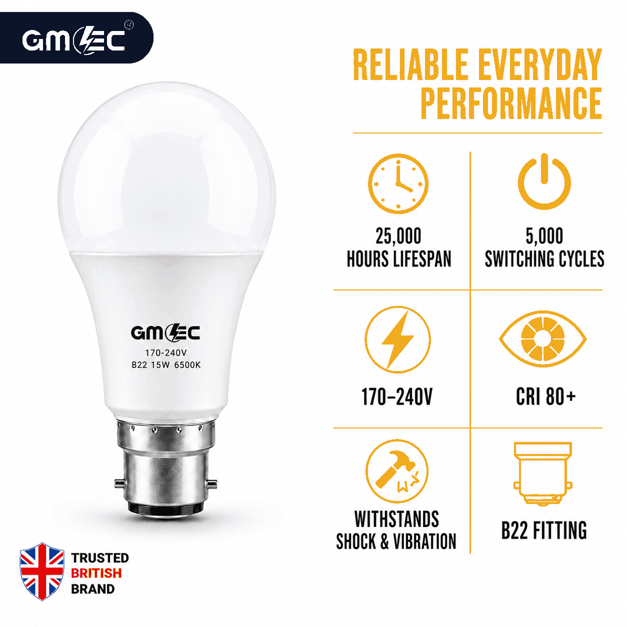 B22 18W LED Bulb Cool White 6500K 2100 Lumens thumbnail 7