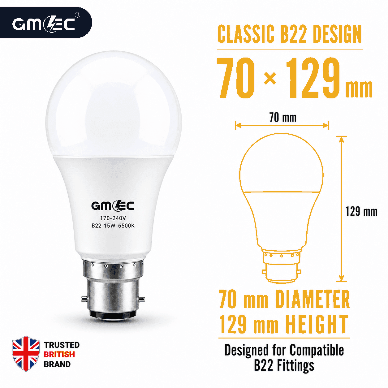 B22 18W LED Bulb Cool White 6500K 2100 Lumens thumbnail 8