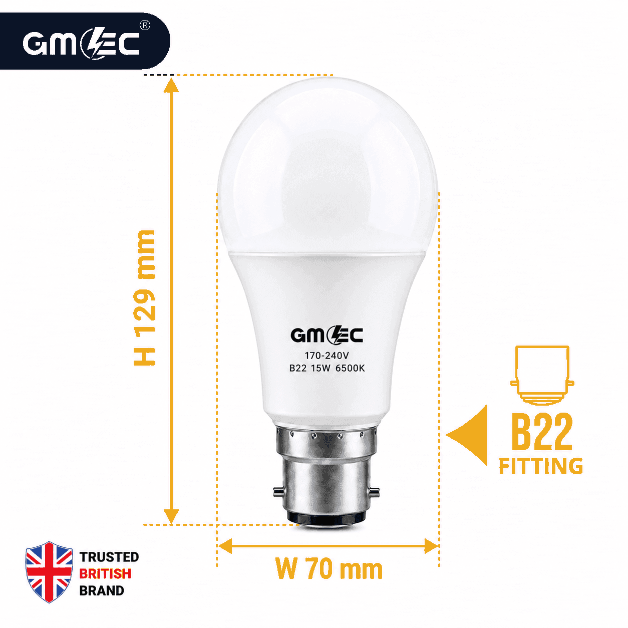 B22 18W LED Bulb Cool White 6500K 2100 Lumens thumbnail 9