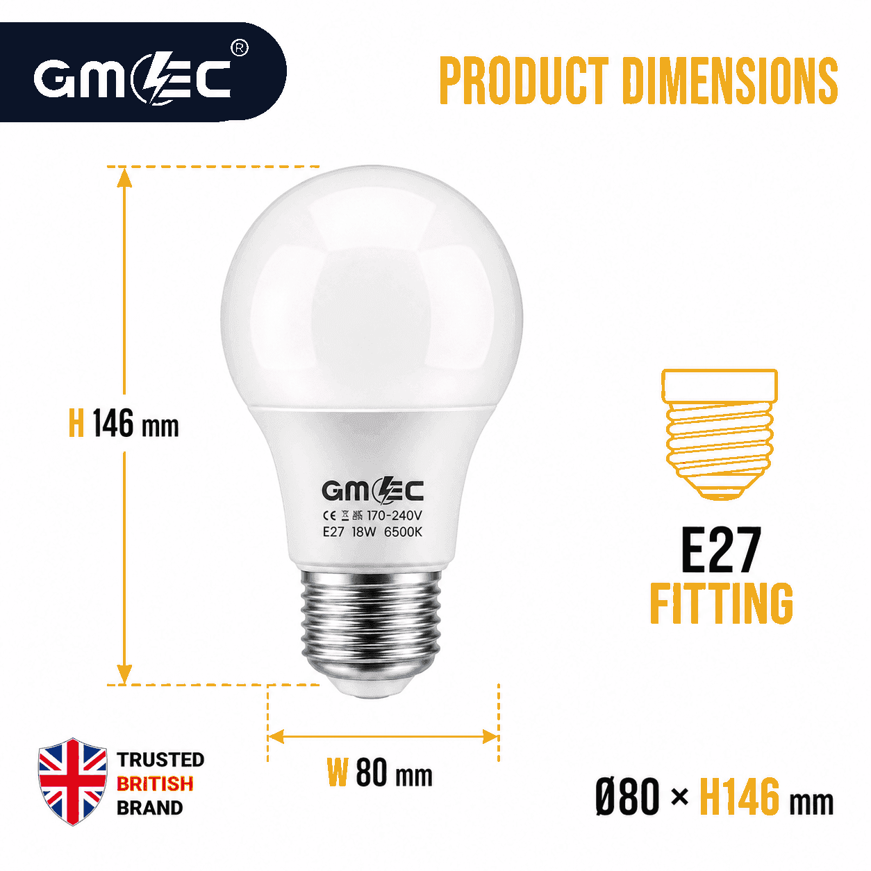 E27 18W LED Bulb Cool White 6500K 2100 Lumens thumbnail 3