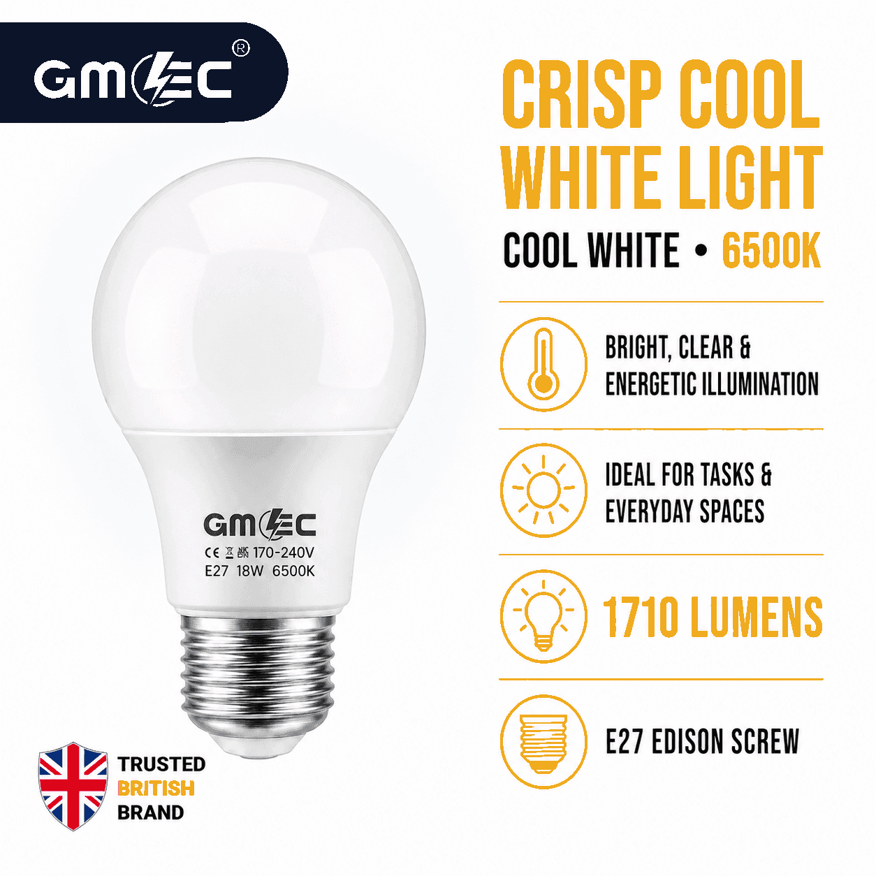 E27 18W LED Bulb Cool White 6500K 2100 Lumens thumbnail 8