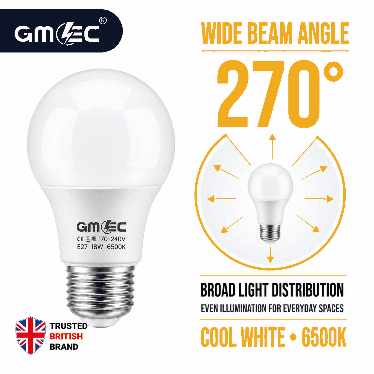 E27 18W LED Bulb Cool White 6500K 2100 Lumens thumbnail 9