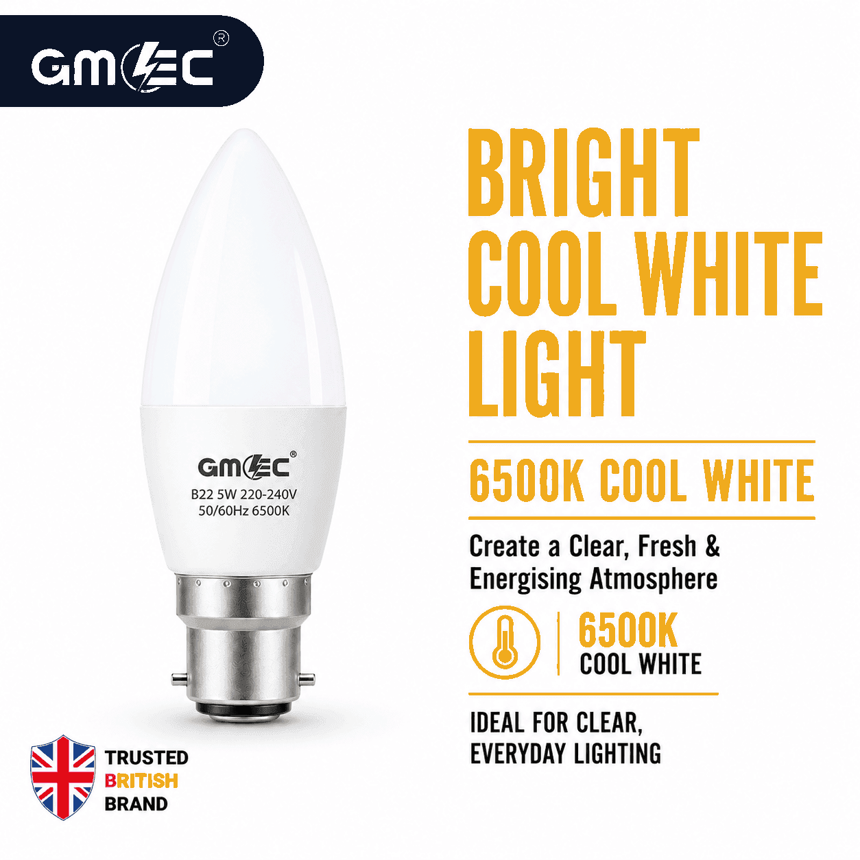 B22 5W LED Candle Bulb Cool White 6500K 550 Lumens thumbnail 4
