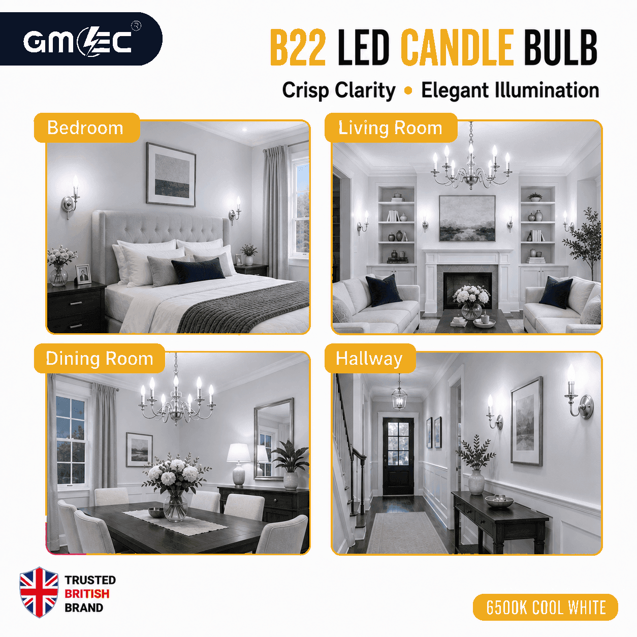 B22 5W LED Candle Bulb Cool White 6500K 550 Lumens thumbnail 10