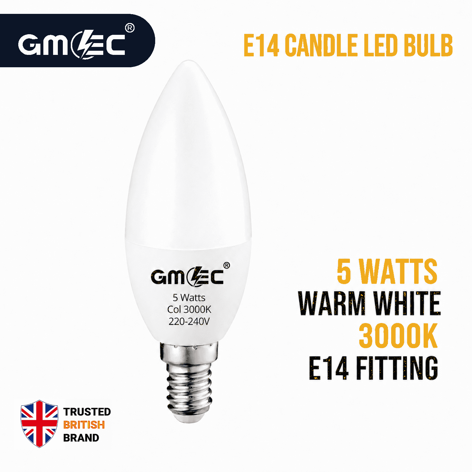 E14 5W LED Candle Bulb Warm White 3000K 550 Lumens thumbnail 2
