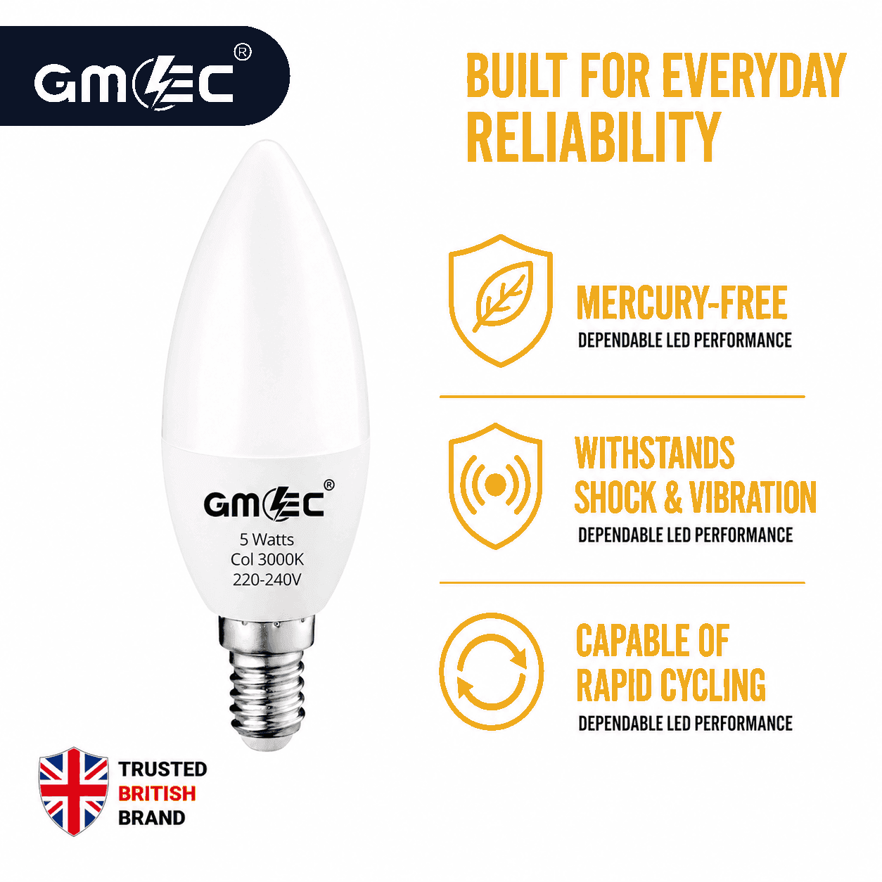 E14 5W LED Candle Bulb Warm White 3000K 550 Lumens thumbnail 6