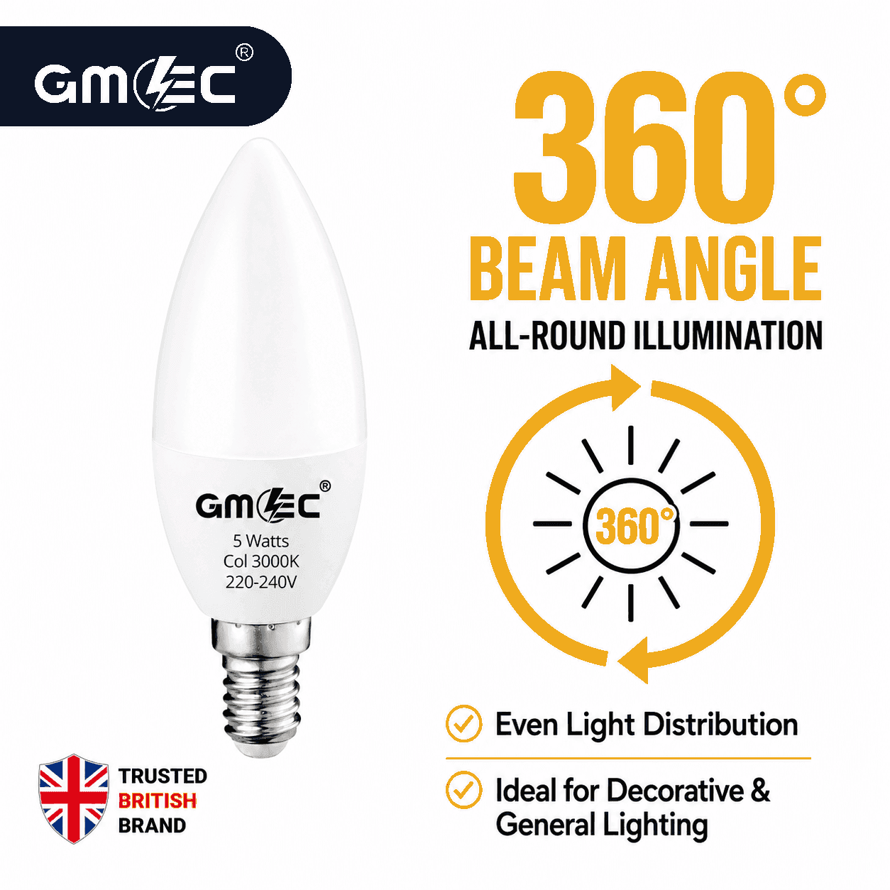 E14 5W LED Candle Bulb Warm White 3000K 550 Lumens thumbnail 9