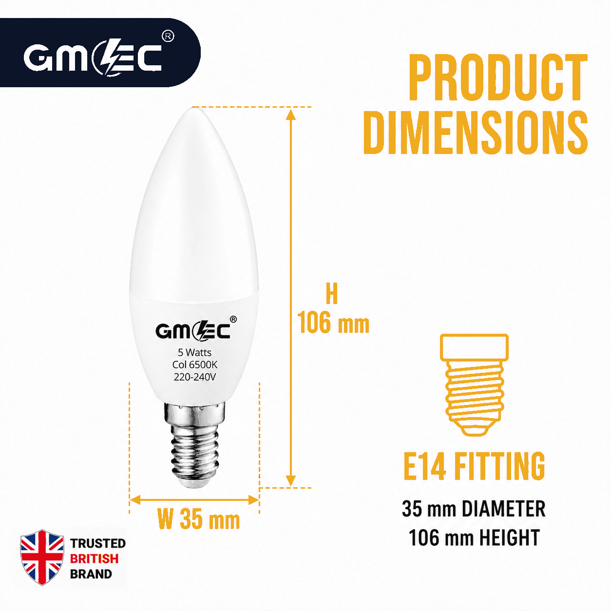 E14 5W LED Candle Bulb Cool White 6500K 550 Lumens thumbnail 4