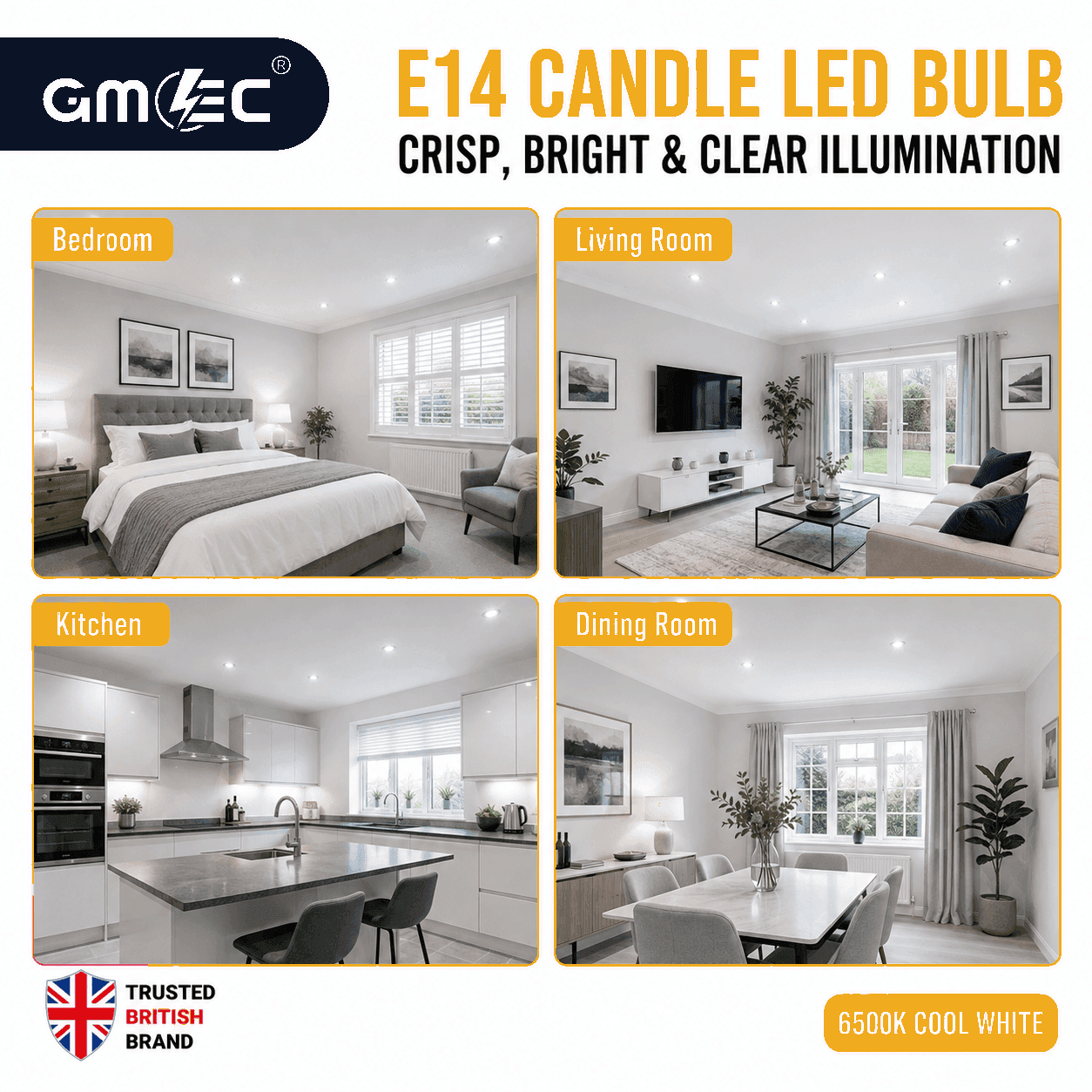 E14 5W LED Candle Bulb Cool White 6500K 550 Lumens thumbnail 6