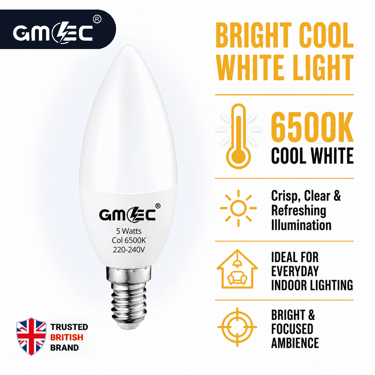 E14 5W LED Candle Bulb Cool White 6500K 550 Lumens thumbnail 10