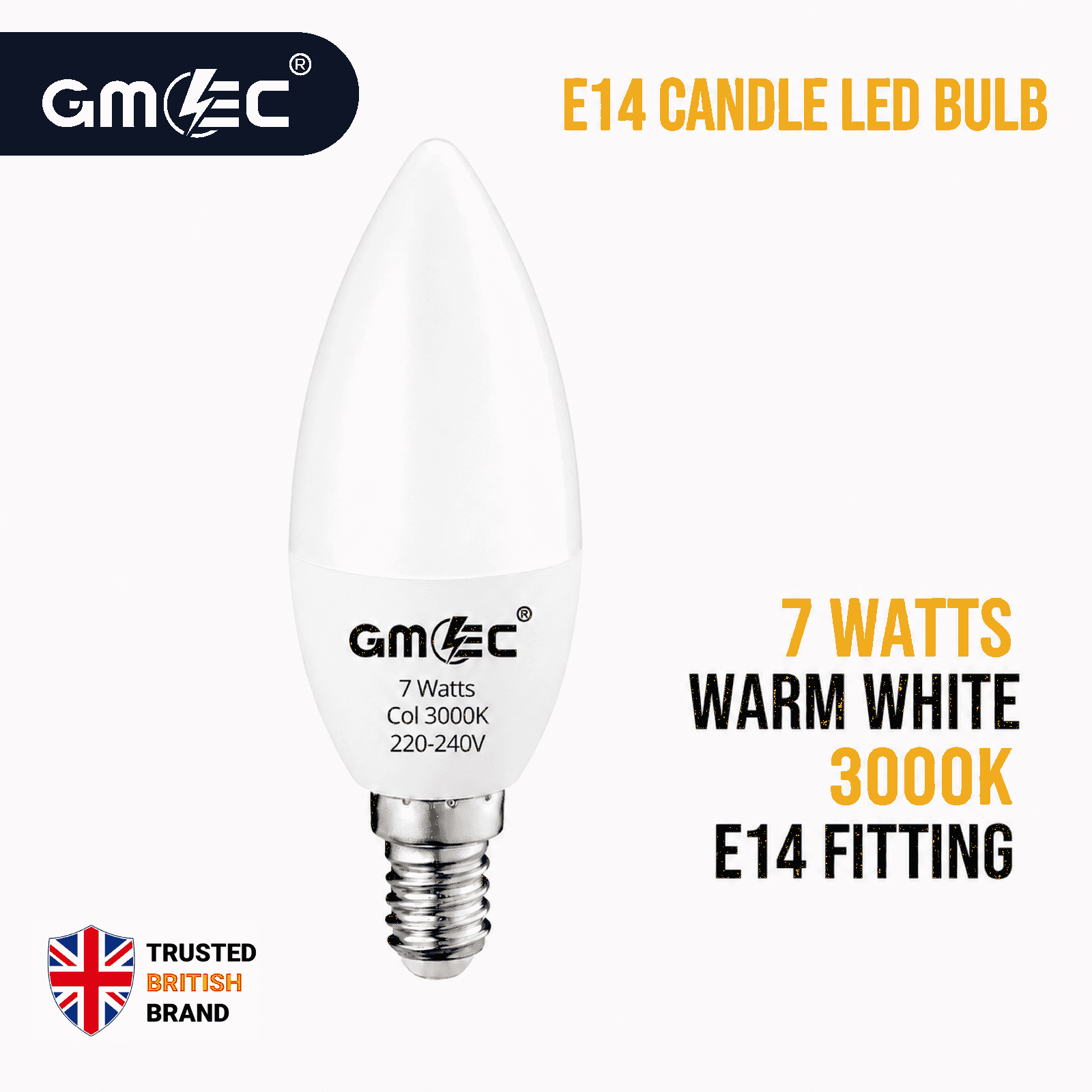 E14 7W LED Candle Bulb Warm White 3000K 750 Lumens thumbnail 2