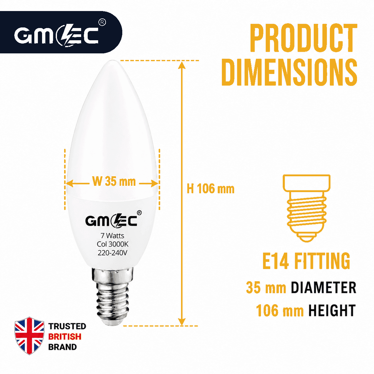E14 7W LED Candle Bulb Warm White 3000K 750 Lumens thumbnail 7
