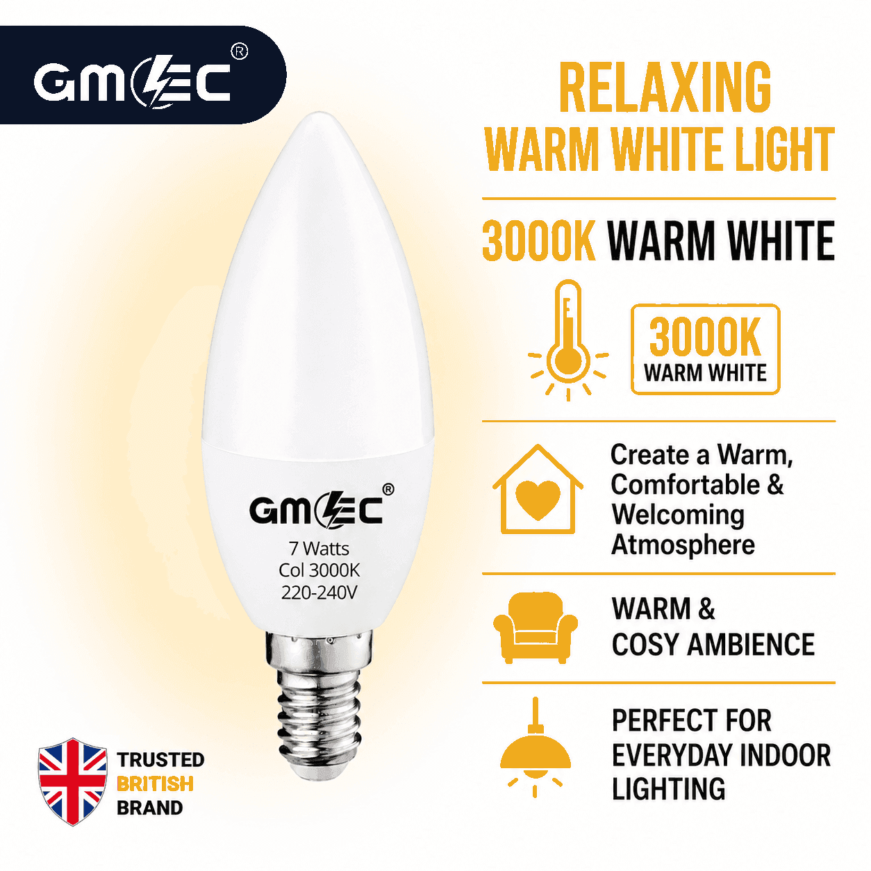 E14 7W LED Candle Bulb Warm White 3000K 750 Lumens thumbnail 9