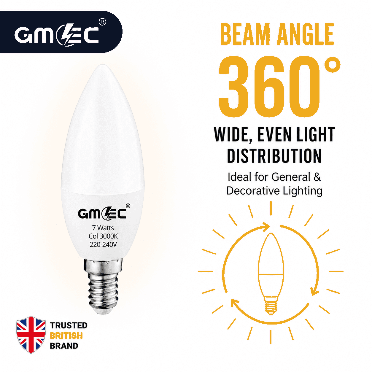 E14 7W LED Candle Bulb Warm White 3000K 750 Lumens thumbnail 10
