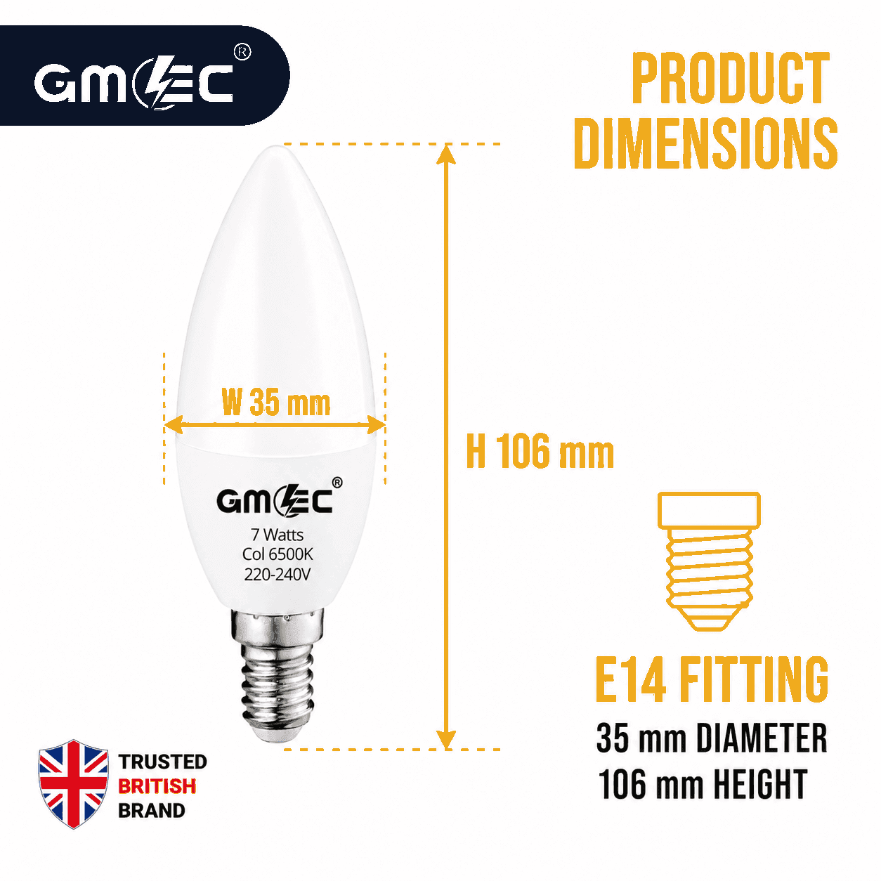E14 7W LED Candle Bulb Cool White 6500K 750 Lumens thumbnail 3