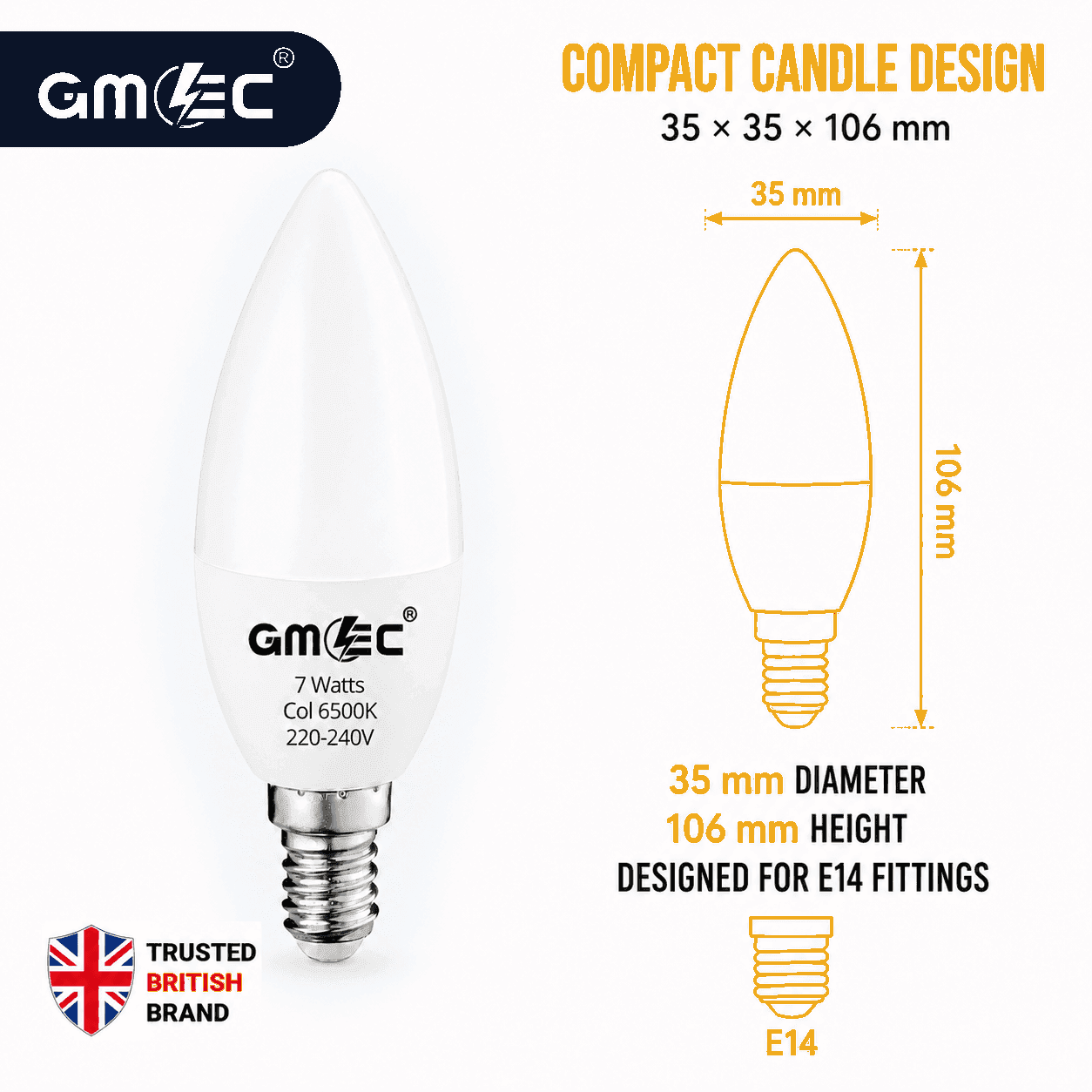 E14 7W LED Candle Bulb Cool White 6500K 750 Lumens thumbnail 6