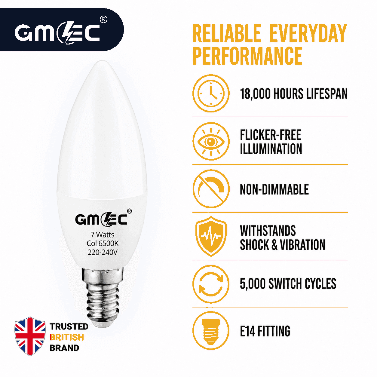 E14 7W LED Candle Bulb Cool White 6500K 750 Lumens thumbnail 7