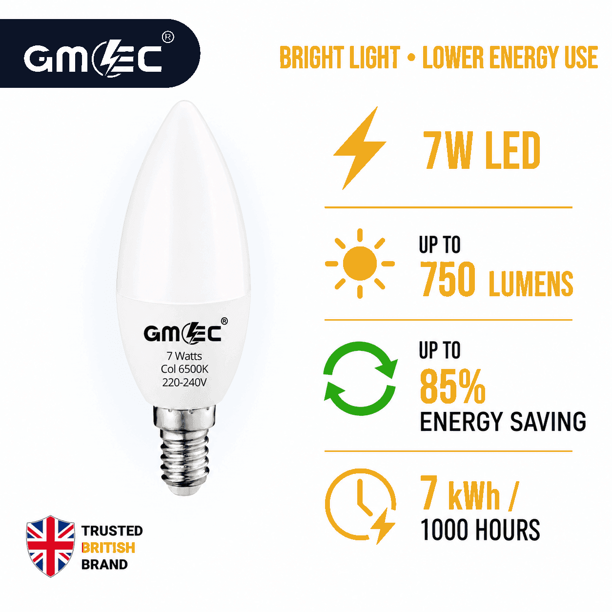 E14 7W LED Candle Bulb Cool White 6500K 750 Lumens thumbnail 8