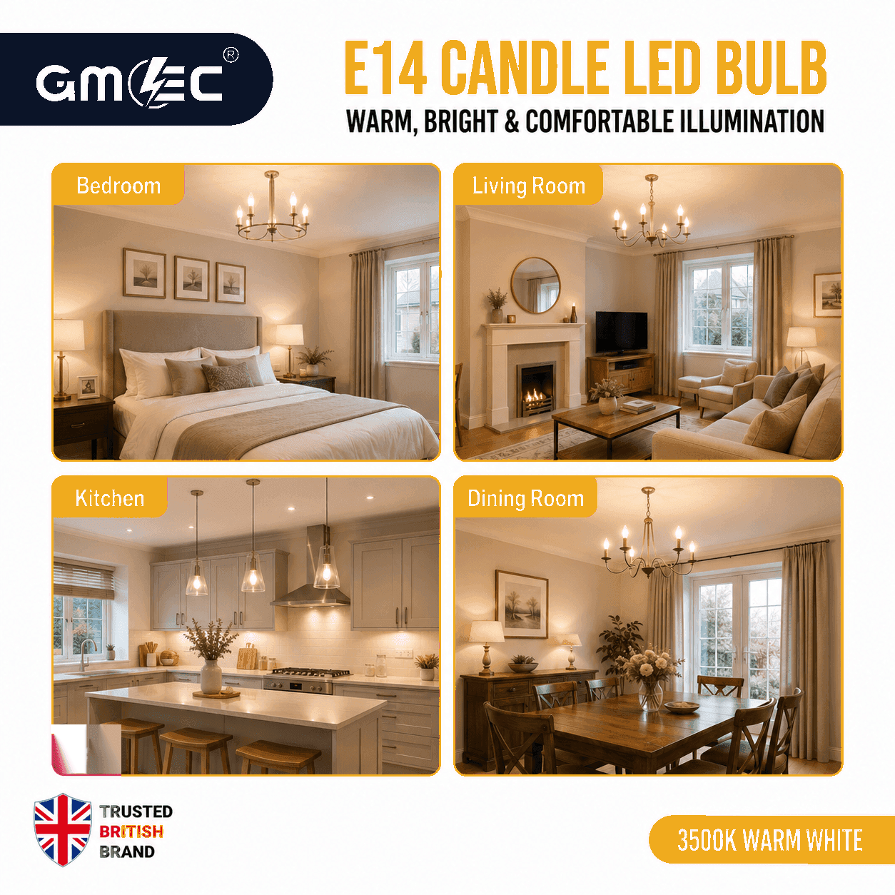 E14 8W LED Candle Bulb Warm White 3500K 1400 Lumens thumbnail 5