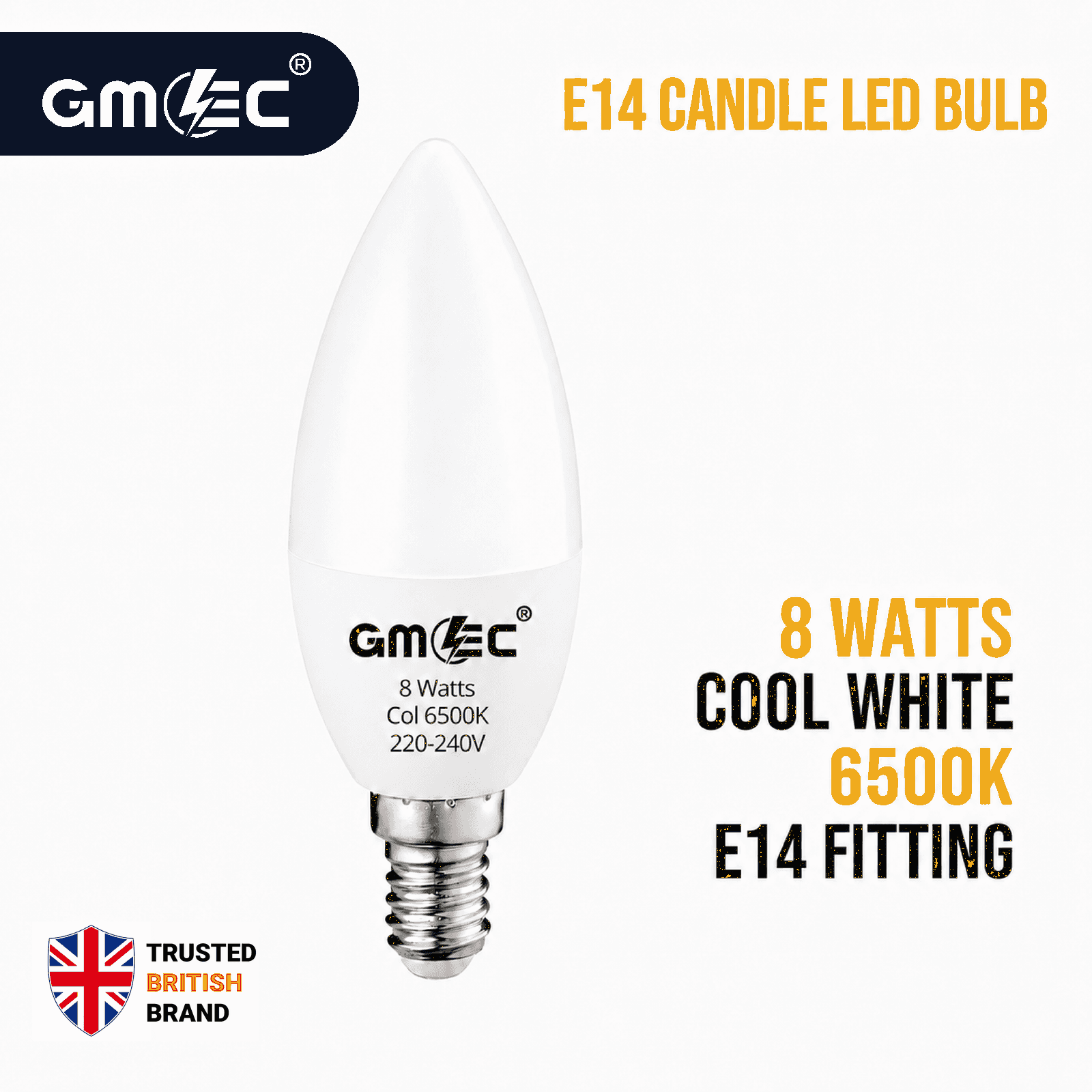 E14 8W LED Candle Bulb Cool White 6500K 1400 Lumens thumbnail 2