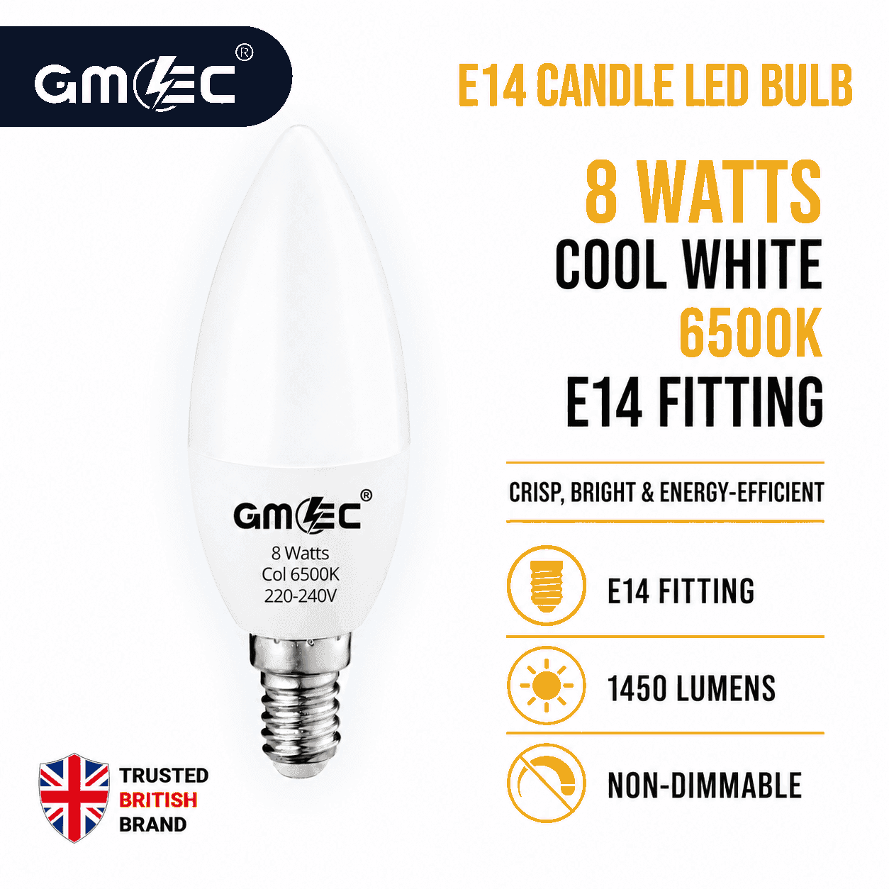 E14 8W LED Candle Bulb Cool White 6500K 1400 Lumens thumbnail 11