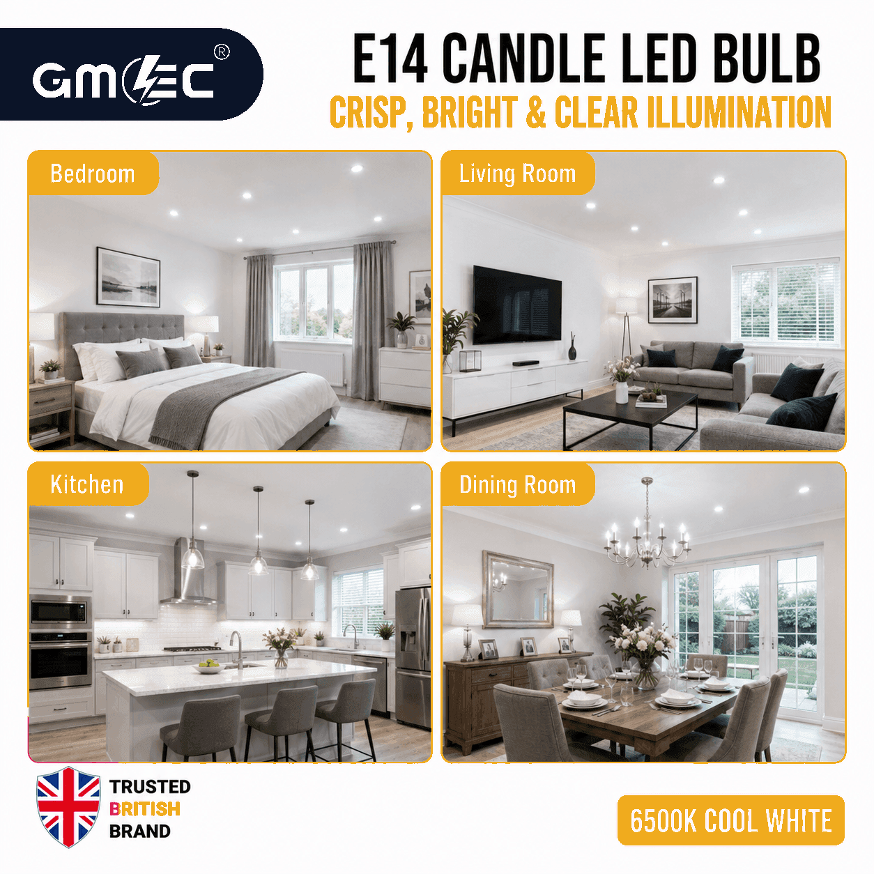 E14 8W LED Candle Bulb Cool White 6500K 1400 Lumens thumbnail 5
