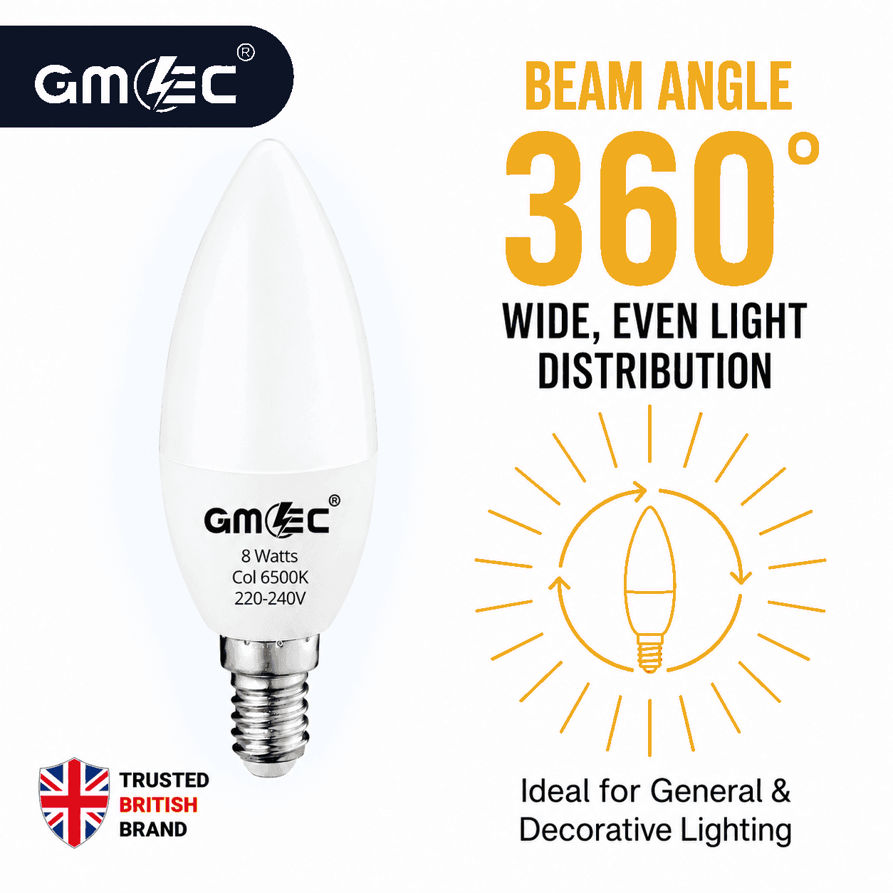 E14 8W LED Candle Bulb Cool White 6500K 1400 Lumens thumbnail 9